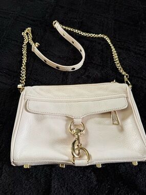 Rebecca Minkoff Mini MAC Cream Leather Crossbody Clutch Shoulder Bag